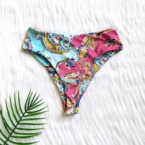 Colorful paisley print high waist bikini bottom size S size M